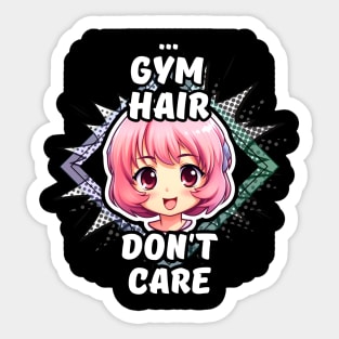 Kawaii Gym Hair Don't Care Anime Sticker